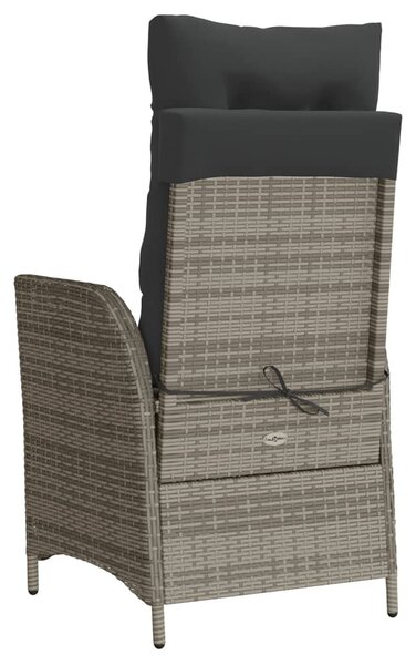 Szürke polyrattan dönthető kerti szék párnákkal
