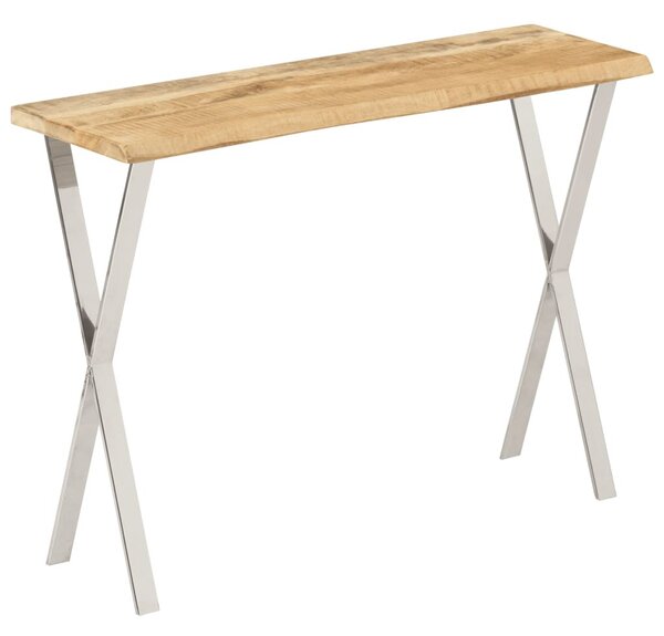 Tömör mangófa konzolasztal természetes éllel 105 x 33 x 76 cm