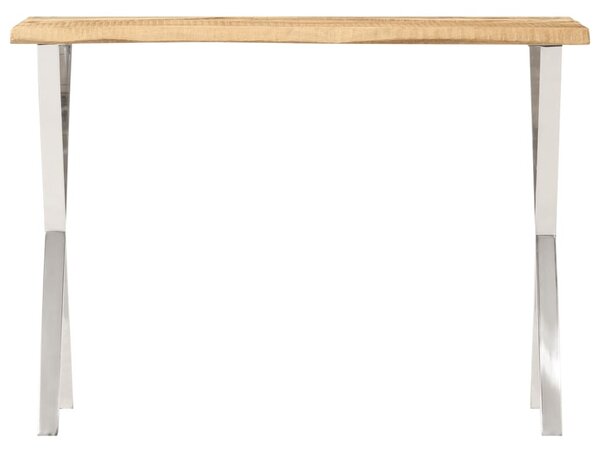 Tömör mangófa konzolasztal természetes éllel 105 x 33 x 76 cm
