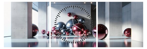 Kép - 3D tér gömbökkel II. (órával) (90x30 cm)