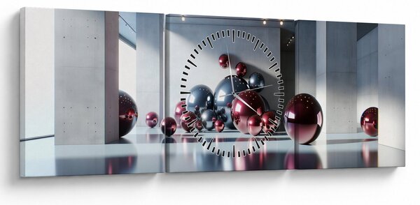 Kép - 3D tér gömbökkel II. (órával) (90x30 cm)