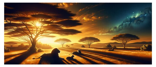 Kép - Pihenő oroszlánok (120x50 cm)