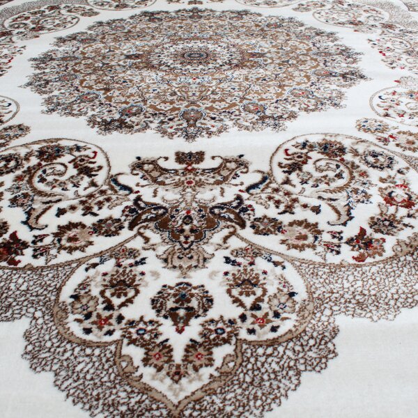 Gépi perzsa szőnyeg bézs barna Isfahan 160x230 klasszikus nappali szőnyeg