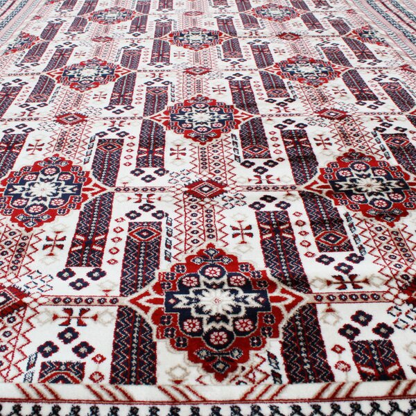 Gépi perzsa szőnyeg bézs Afghan 140x200 klasszikus nappali vagy hálószoba szőnyeg