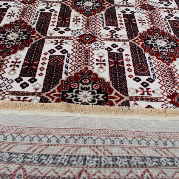 Gépi perzsa szőnyeg bézs Afghan 140x200 klasszikus nappali vagy hálószoba szőnyeg
