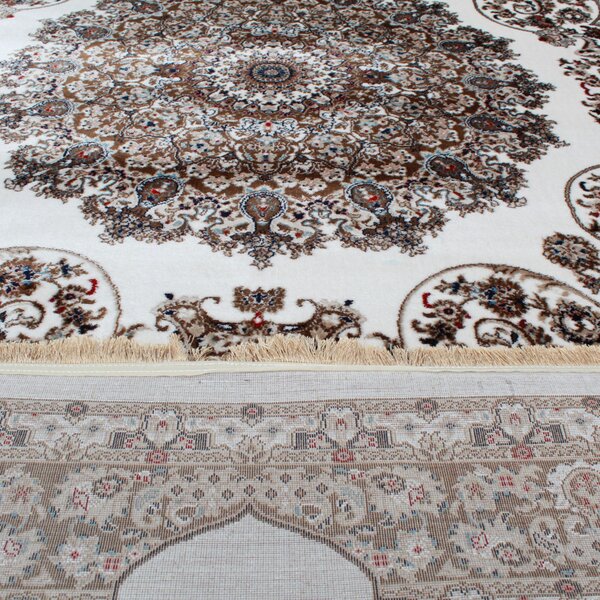 Gépi perzsa szőnyeg bézs barna Isfahan 160x230 klasszikus nappali szőnyeg