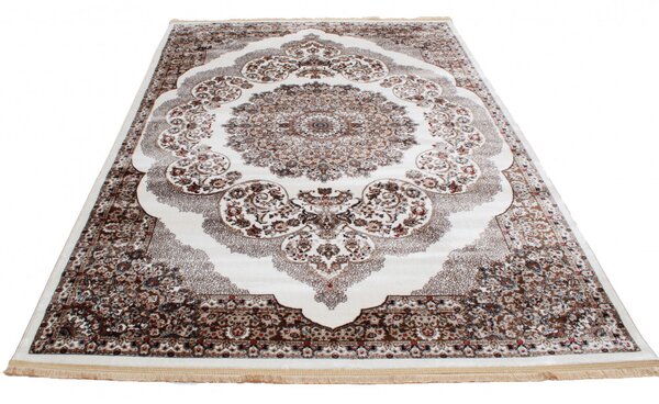 Gépi perzsa szőnyeg bézs barna Isfahan 160x230 klasszikus nappali szőnyeg