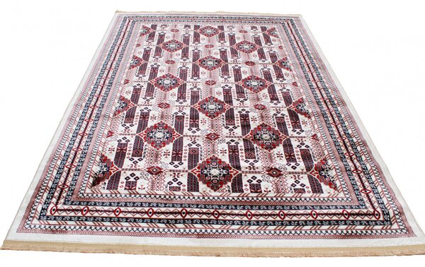 Gépi perzsa szőnyeg bézs Afghan 140x200 klasszikus nappali vagy hálószoba szőnyeg