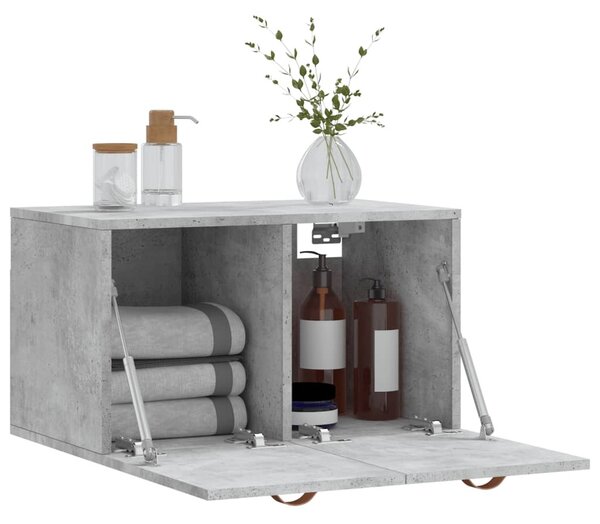Betonszürke szerelt fa faliszekrény 60 x 36,5 x 35 cm