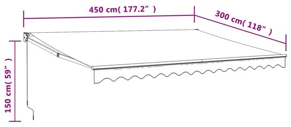 Narancssárga-barna automata behúzható napellenző 4,5 x 3 m