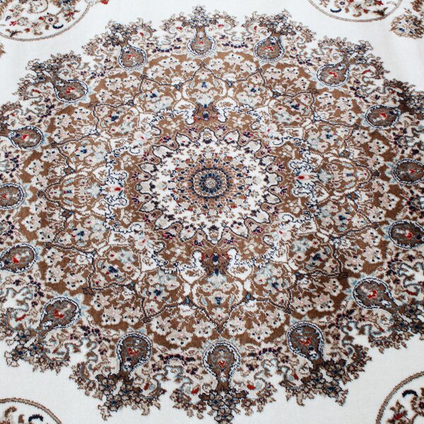 Gépi perzsa szőnyeg bézs barna Isfahan 160x230 klasszikus nappali szőnyeg