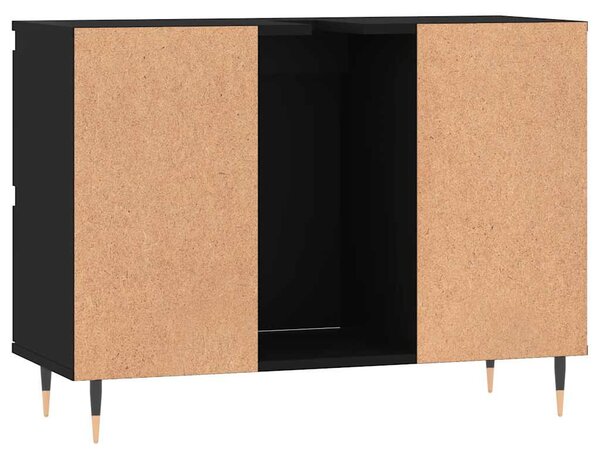 Fekete szerelt fa mosdószekrény 80 x 33 x 60 cm