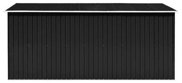Antracitszürke fém kerti fészer 257 x 392 x 181 cm