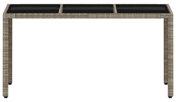 Világosszürke polyrattan üveglapos kerti asztal 150x90x75 cm
