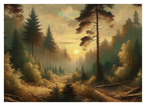 Üveg kép - Napfény az erdőben (70x50 cm)