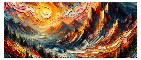 Kép - Hegyek, melyeket napfény ölel (120x50 cm)