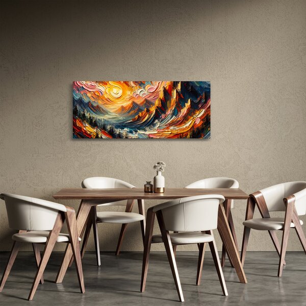 Kép - Hegyek, melyeket napfény ölel (120x50 cm)