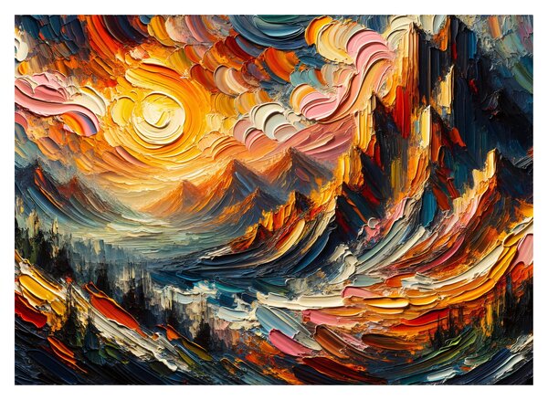 Üveg kép - Hegyek, melyeket napfény ölel (70x50 cm)