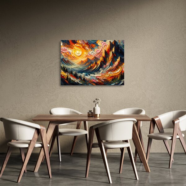 Üveg kép - Hegyek, melyeket napfény ölel (70x50 cm)