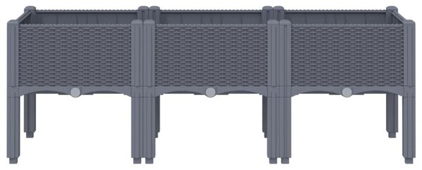 Kékszürke PP rácsos kerti ültetőláda 120 x 40 x 42 cm