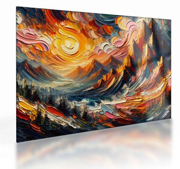 Üveg kép - Hegyek, melyeket napfény ölel (70x50 cm)