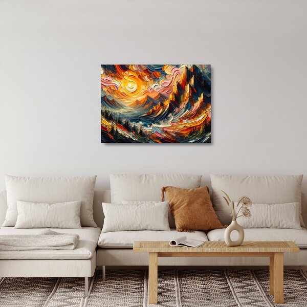 Üveg kép - Hegyek, melyeket napfény ölel (70x50 cm)