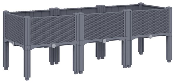Kékszürke PP rácsos kerti ültetőláda 120 x 40 x 42 cm