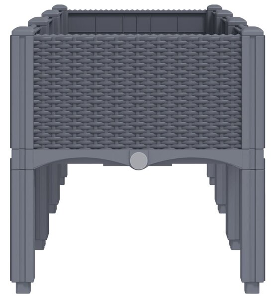Kékszürke PP rácsos kerti ültetőláda 120 x 40 x 42 cm