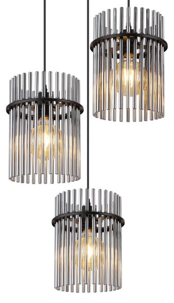 GORLEY függőlámpa, 3xE27, h:140 cm, d:47 cm, matt fekete