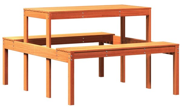 Viaszbarna tömör fenyőfa piknik asztal 110 x 134 x 75 cm