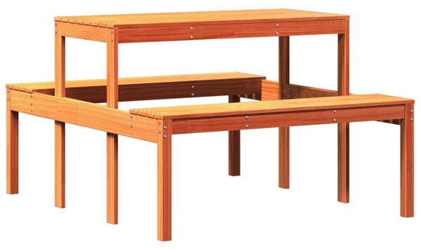 Viaszbarna tömör fenyőfa piknik asztal 110 x 134 x 75 cm