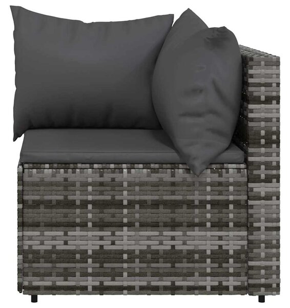Szürke polyrattan kerti sarokkanapé párnákkal