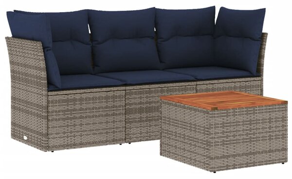 4 részes szürke polyrattan kerti ülőgarnitúra párnával