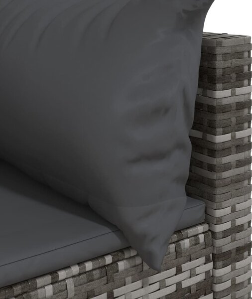 Szürke polyrattan kerti sarokkanapé párnákkal