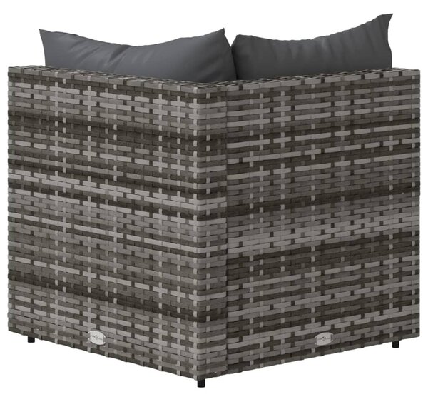 Szürke polyrattan kerti sarokkanapé párnákkal