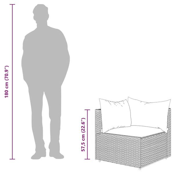 3 részes fekete polyrattan kerti ülőgarnitúra párnákkal