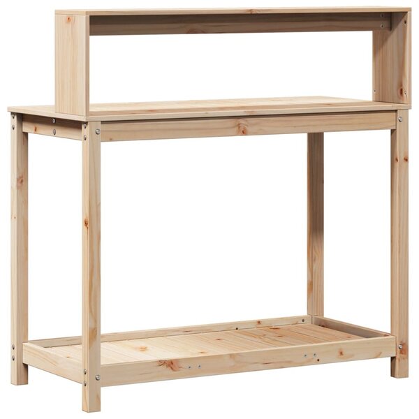 Tömör fenyőfa ültetőasztal polccal 108 x 50 x 109,5 cm