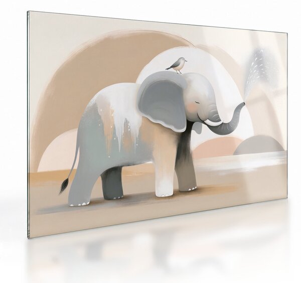 Üveg kép - Elefánt pasztell színekben (70x50 cm)