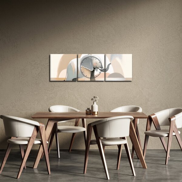 Kép - Elefánt pasztell színekben (órával) (90x30 cm)