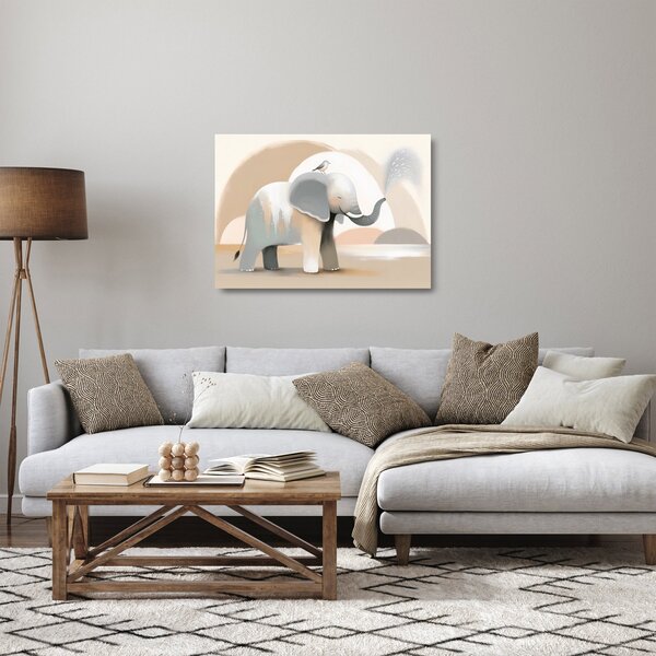 Üveg kép - Elefánt pasztell színekben (70x50 cm)