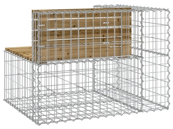 Tömör impergnált fenyőfa gabion kerti pad 92x71x65,5 cm