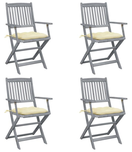 VidaXL 4 db összecsukható tömör akácfa kültéri szék párnával