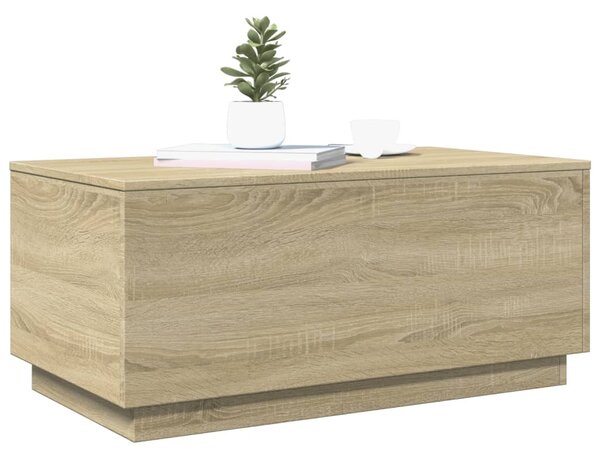 Sonoma tölgy színű dohányzóasztal LED-lámpákkal 90x50x40 cm