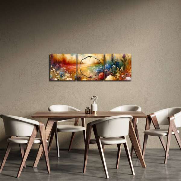Kép - Színes rét (órával) (90x30 cm)