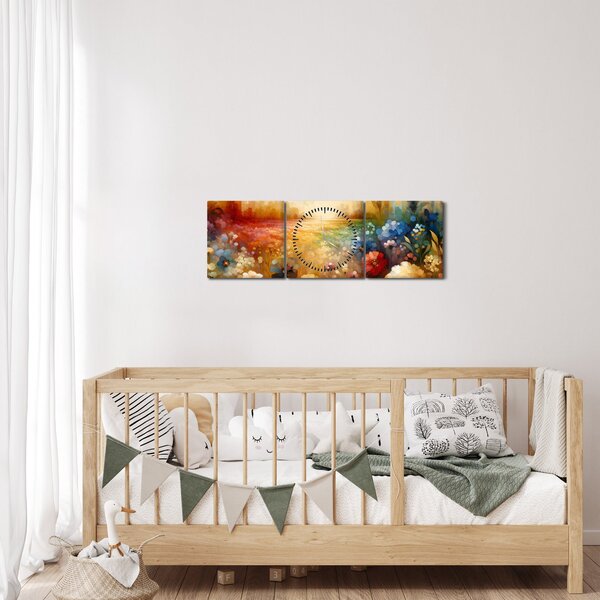 Kép - Színes rét (órával) (90x30 cm)