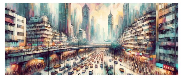 Kép - Városi élet (120x50 cm)