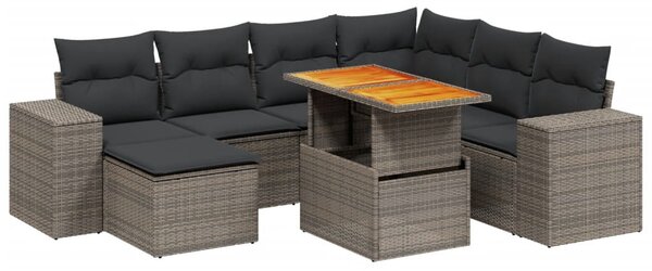 8 részes szürke polyrattan kerti ülőgarnitúra párnákkal