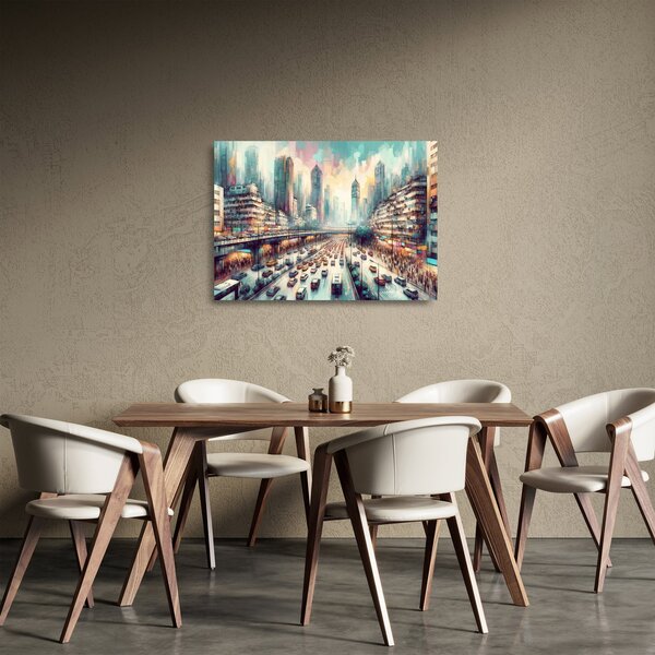 Üveg kép - Városi élet (70x50 cm)