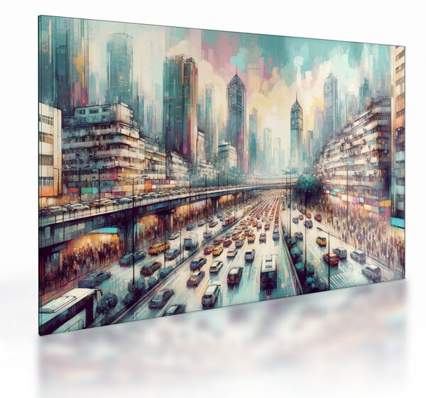 Üveg kép - Városi élet (70x50 cm)