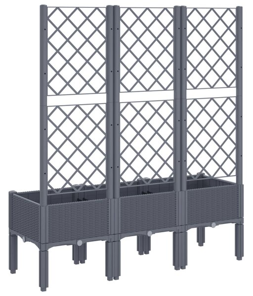 Kékszürke PP rácsos kerti ültetőláda 120 x 40 x 142 cm